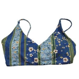 O'Neill Blue Active Top Bikini Swim Separate Floral Lace Up Blue XS New